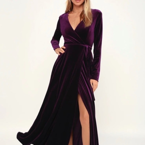 Lulus Velvet Wrap Dress - Picture 1 of 6